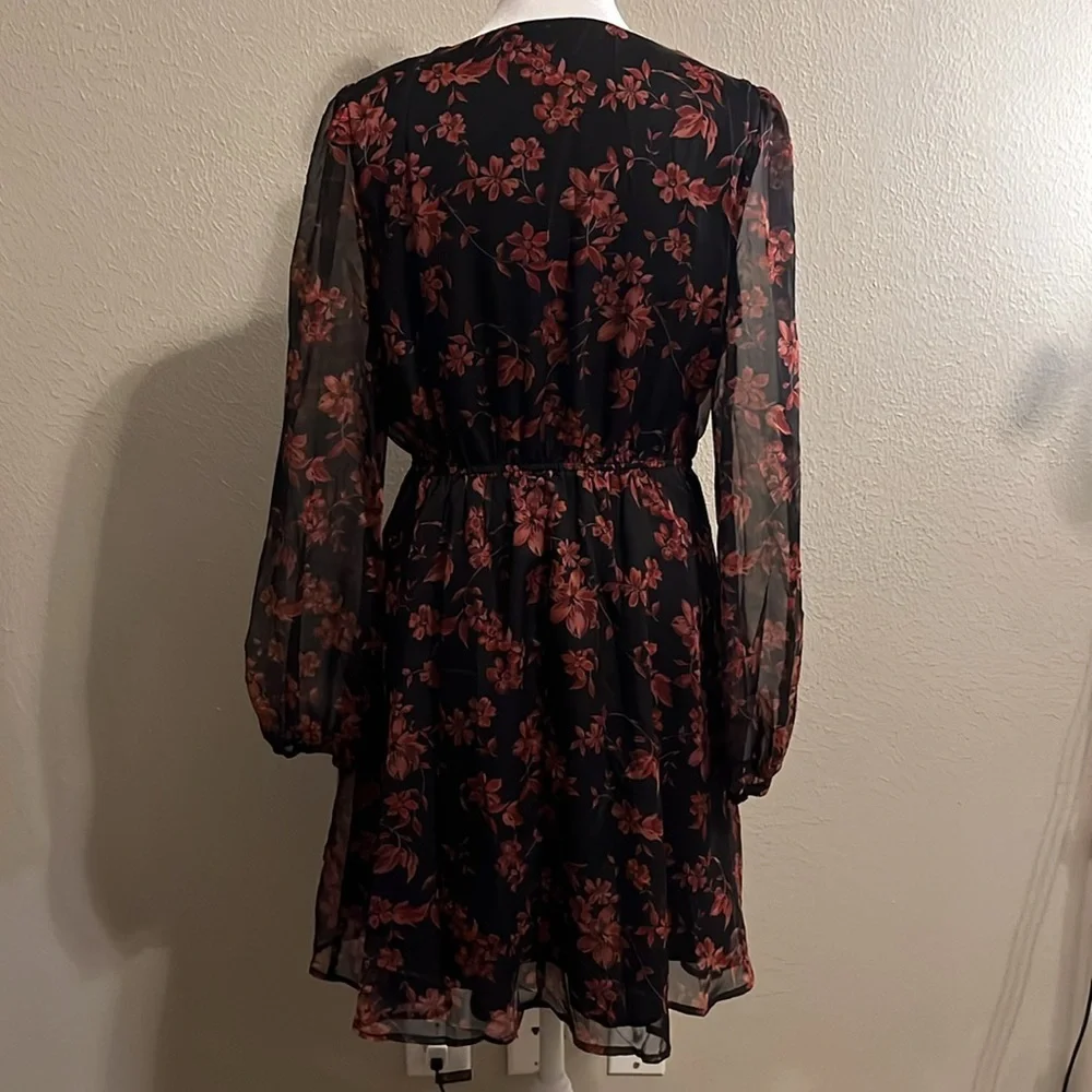 Cupshe Floral Print Long Peasant Sleeve Dress SZ M
